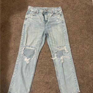 Zara Light Blue Distressed Boyfriend Jeans